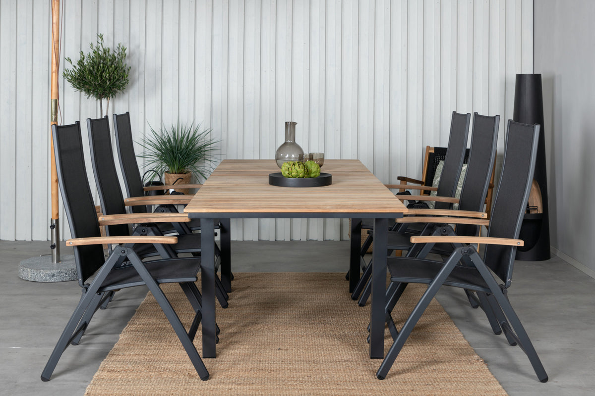 Panama & Mexico Positionsstole Sort + Spisebord 90x180/240