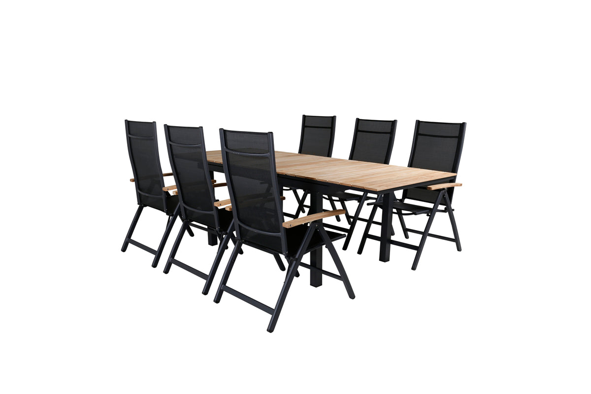 Panama & Mexico Positionsstole Sort + Spisebord 90x180/240