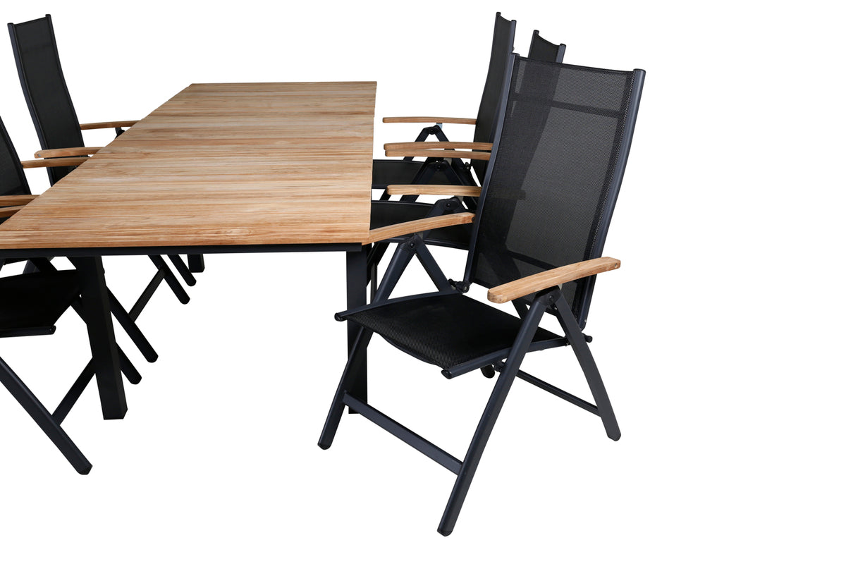 Panama & Mexico Positionsstole Sort + Spisebord 90x180/240