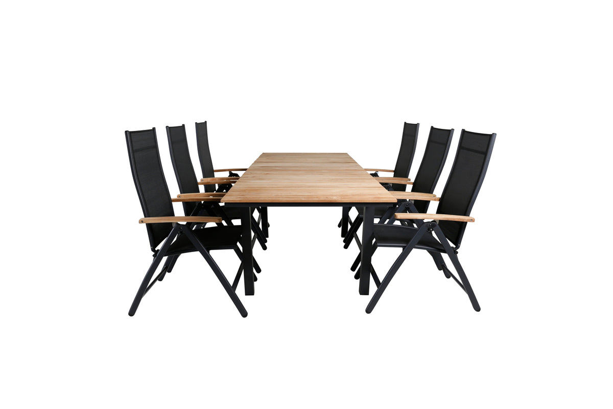 Panama & Mexico Positionsstole Sort + Spisebord 90x180/240