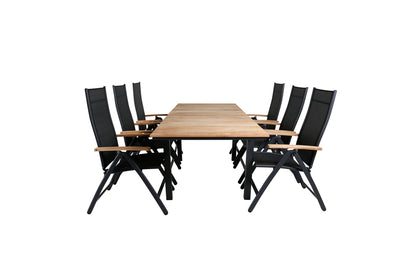 Panama & Mexico Positionsstole Sort + Spisebord 90x180/240