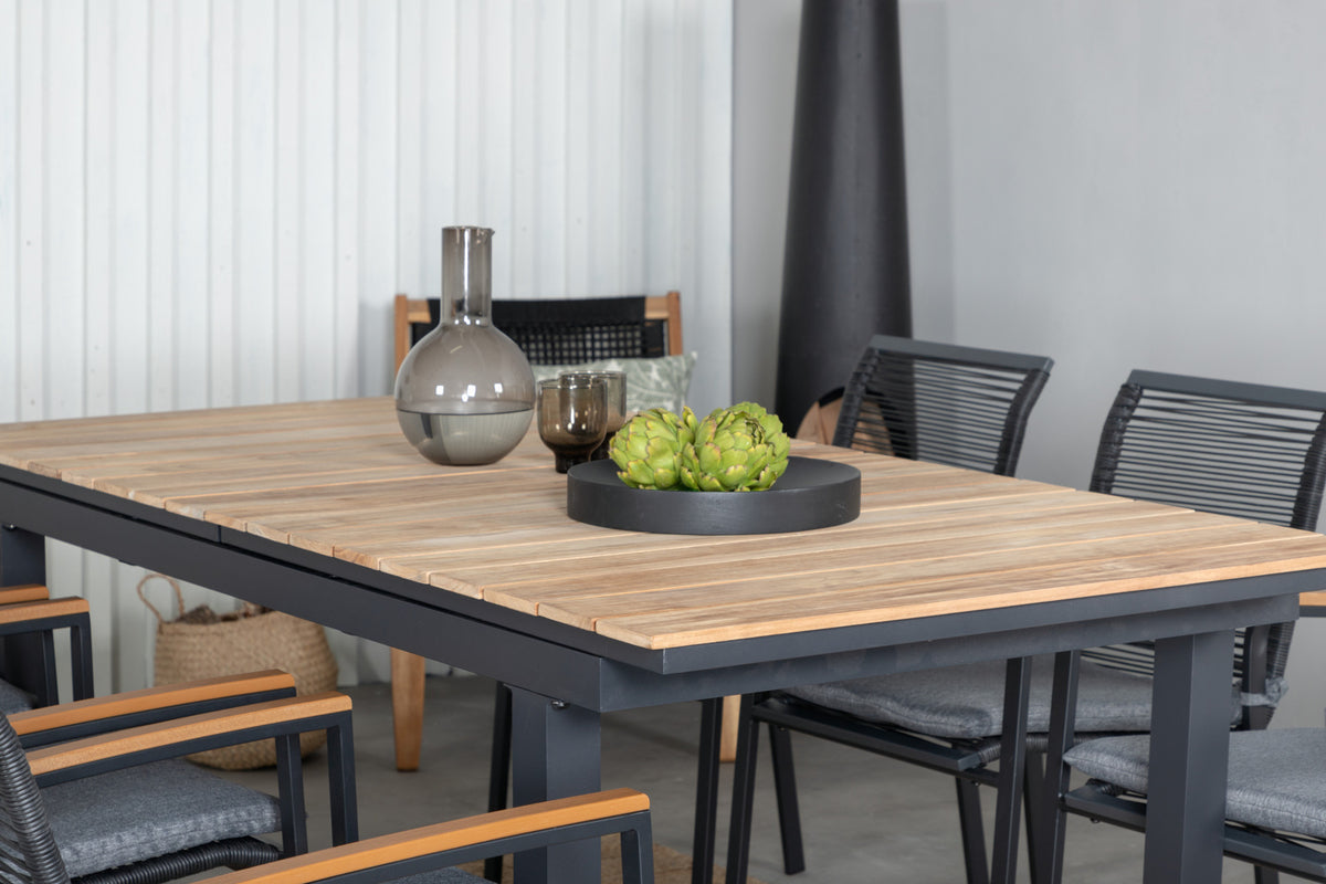 Dallas & Mexico Spisestole Sort + Spisebord 90x180/240