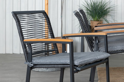 Dallas & Mexico Spisestole Sort + Spisebord 90x180/240