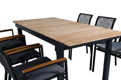 Dallas & Mexico Spisestole Sort + Spisebord 90x180/240