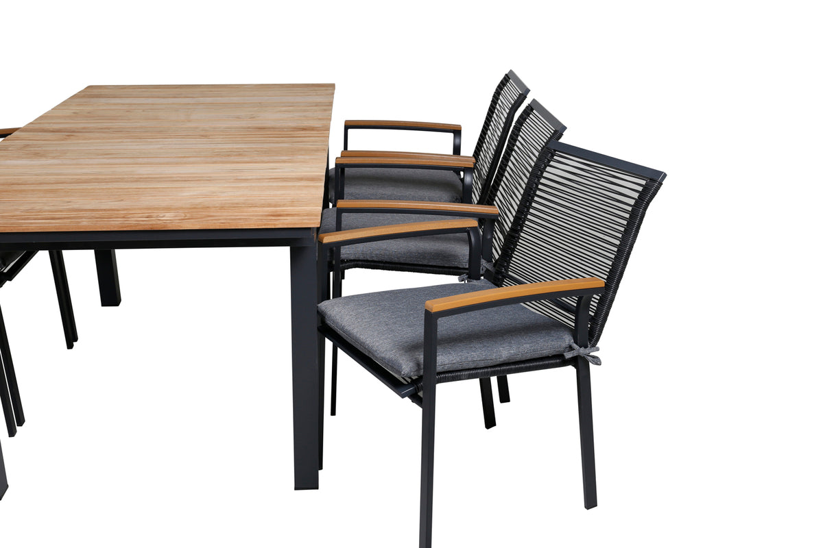 Dallas & Mexico Spisestole Sort + Spisebord 90x180/240