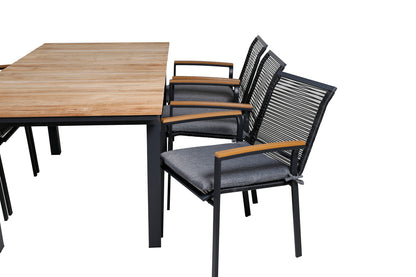 Dallas & Mexico Spisestole Sort + Spisebord 90x180/240