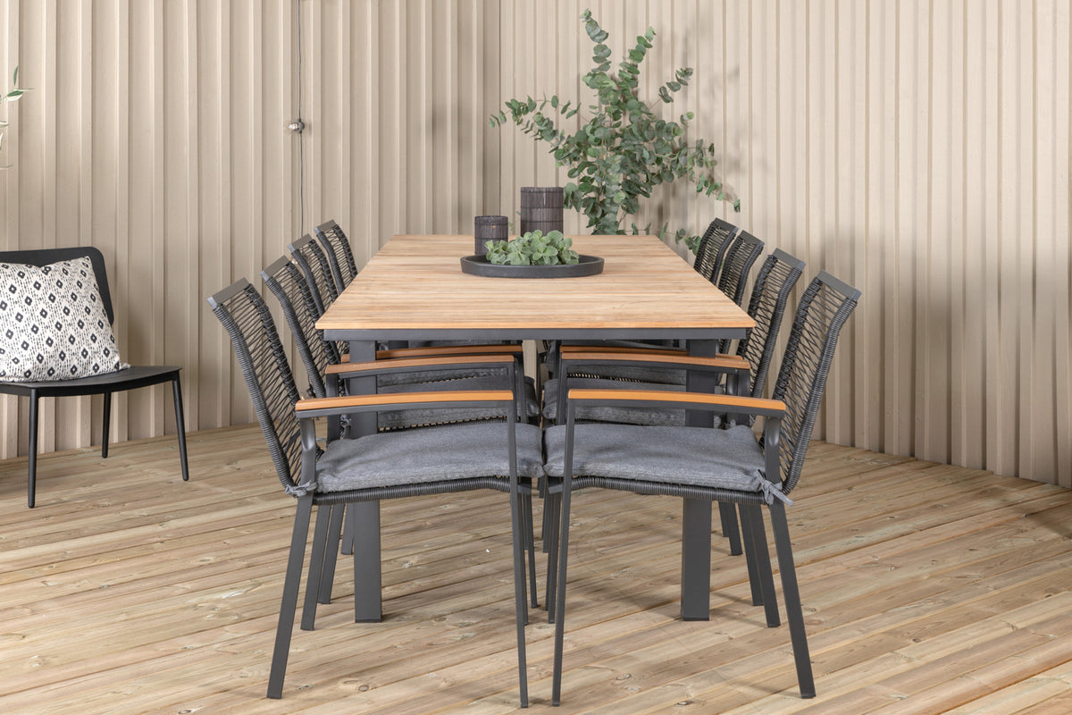 Dallas & Mexico Spisebordsstole Sort + Spisebord 90x180/240