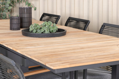 Dallas & Mexico Spisebordsstole Sort + Spisebord 90x180/240