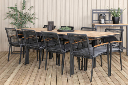 Dallas & Mexico Spisebordsstole Sort + Spisebord 90x180/240