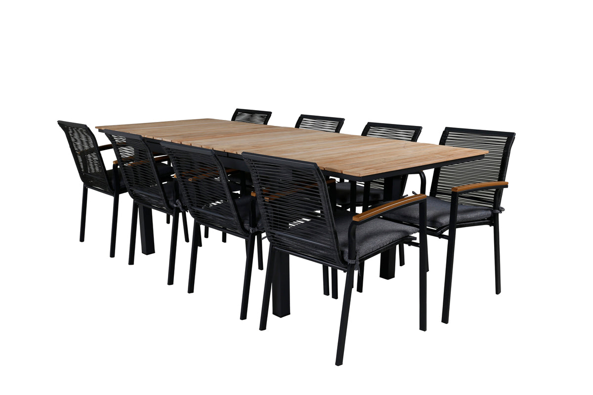 Dallas & Mexico Spisebordsstole Sort + Spisebord 90x180/240