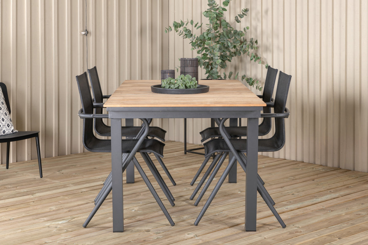 Alina & Mexico Spisebordsstole Sort + Spisebord 90x180/240