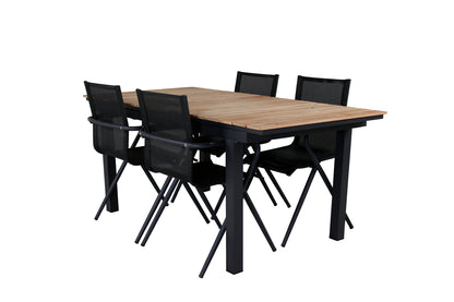 Alina & Mexico Spisebordsstole Sort + Spisebord 90x180/240