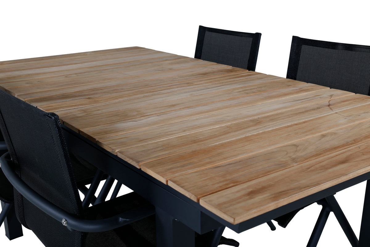 Alina & Mexico Spisebordsstole Sort + Spisebord 90x180/240