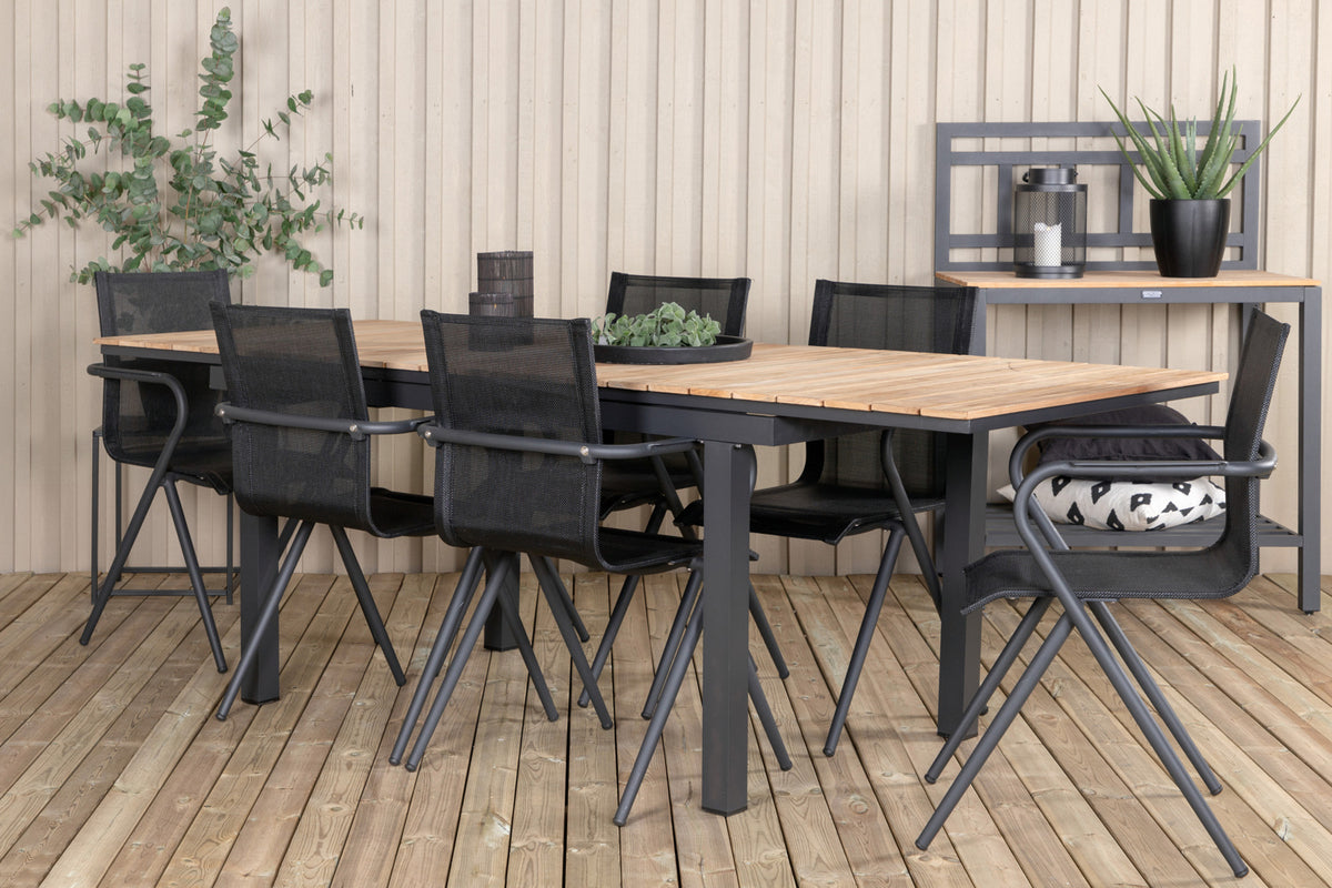 Alina & Mexico Spisebordsstole Sort + Spisebord 90x180/240