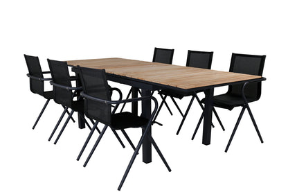 Alina & Mexico Spisebordsstole Sort + Spisebord 90x180/240