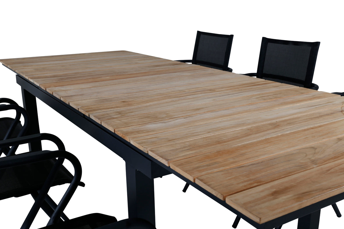 Alina & Mexico Spisebordsstole Sort + Spisebord 90x180/240