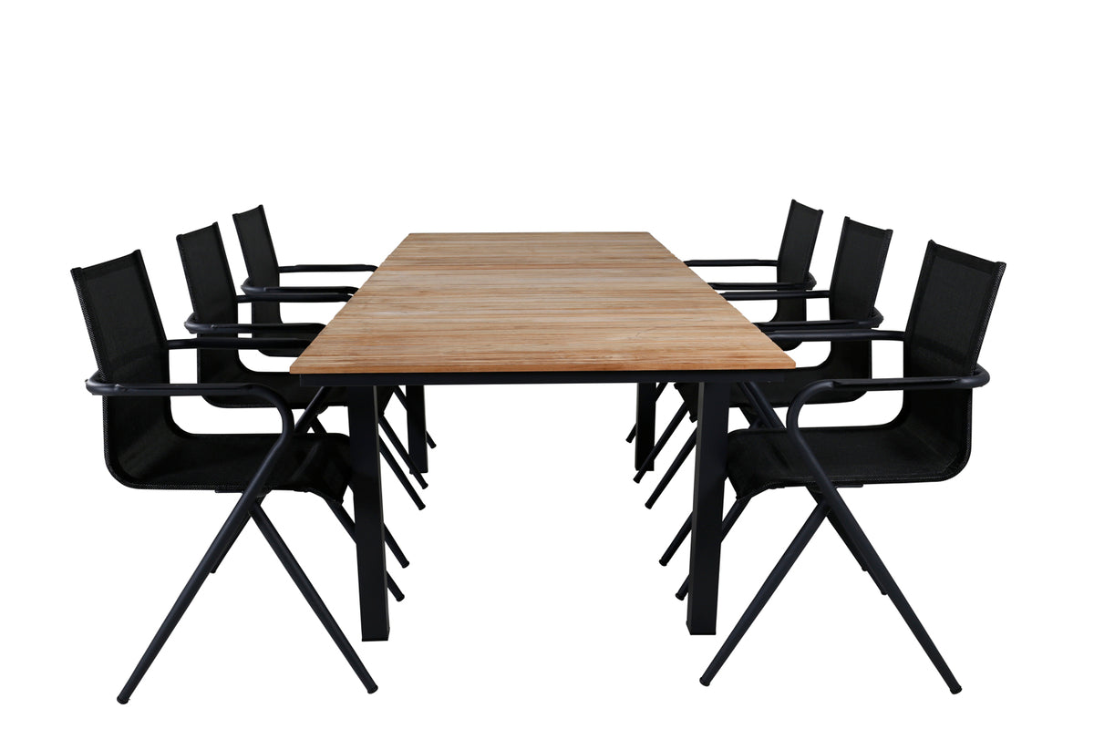 Alina & Mexico Spisebordsstole Sort + Spisebord 90x180/240