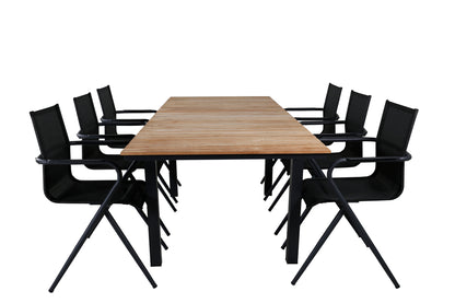 Alina & Mexico Spisebordsstole Sort + Spisebord 90x180/240