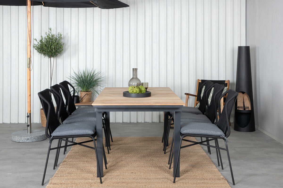 Julian & Mexico Spisebordsstole Sort + Spisebord 90x180/240