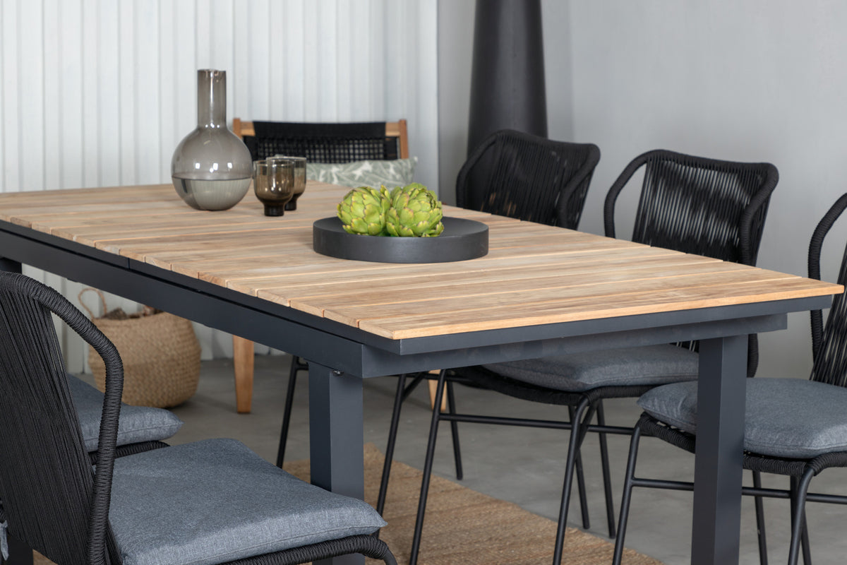 Julian & Mexico Spisebordsstole Sort + Spisebord 90x180/240