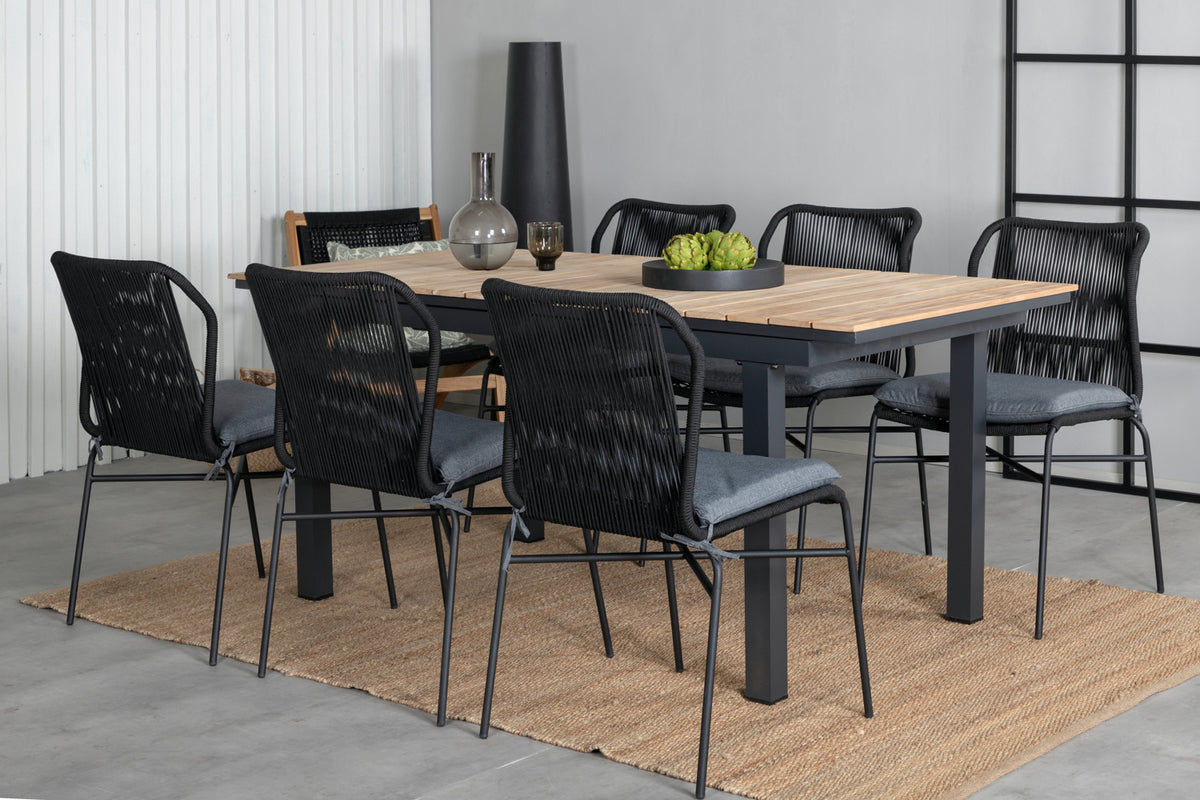 Julian & Mexico Spisebordsstole Sort + Spisebord 90x180/240