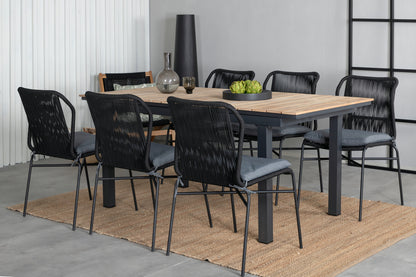 Julian & Mexico Spisebordsstole Sort + Spisebord 90x180/240