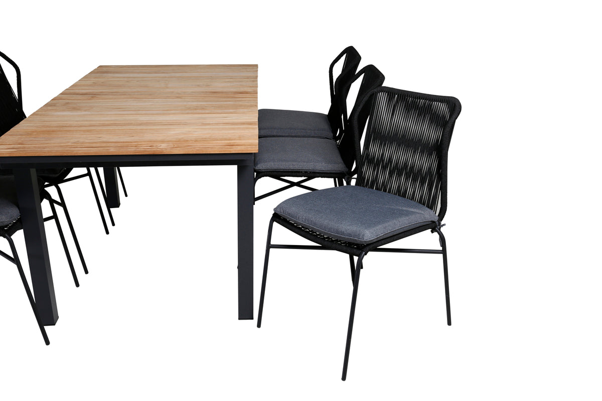 Julian & Mexico Spisebordsstole Sort + Spisebord 90x180/240