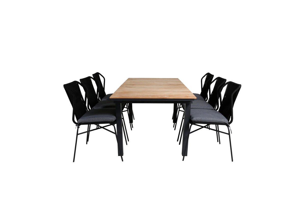 Julian & Mexico Spisebordsstole Sort + Spisebord 90x180/240