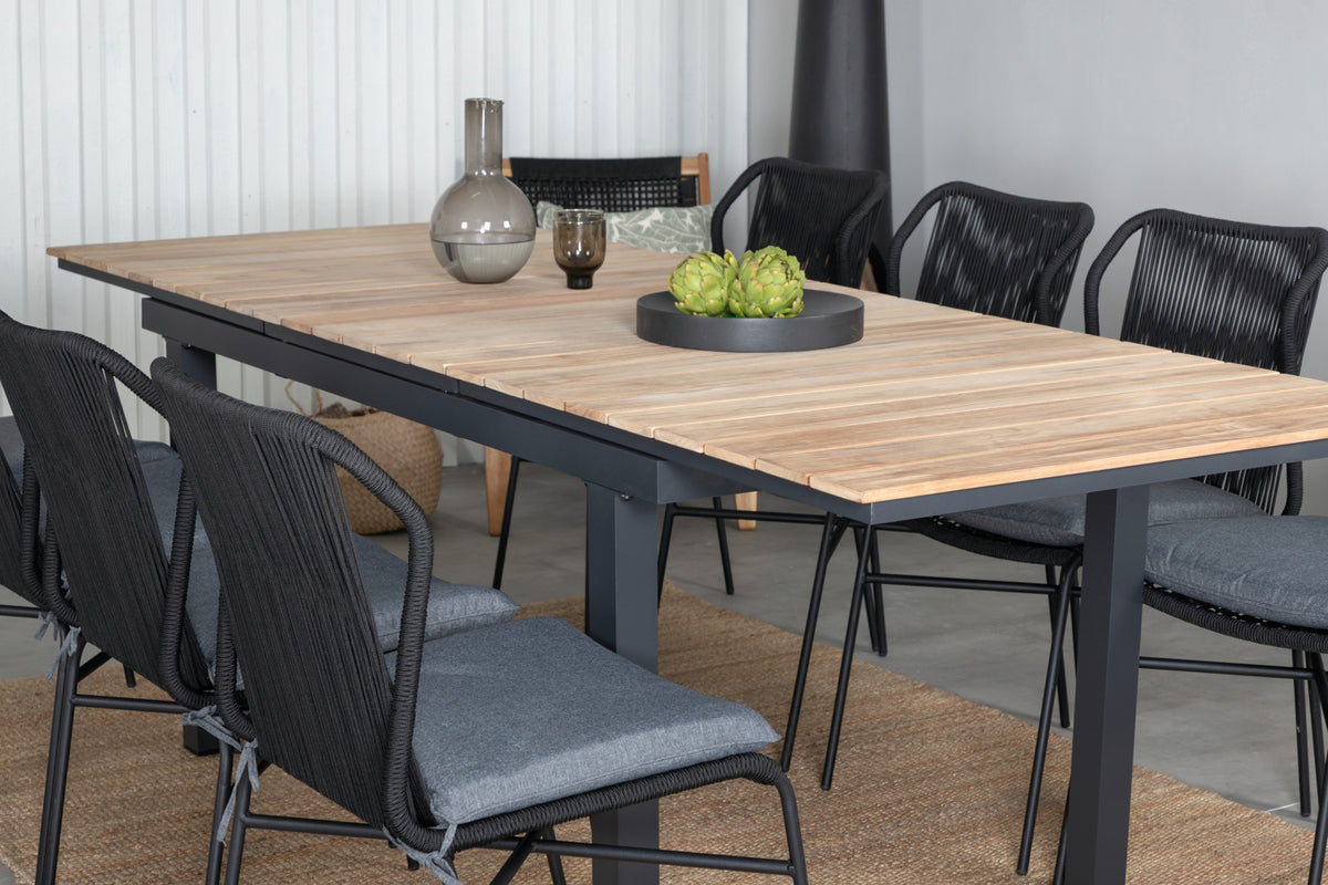 Julian & Mexico Spisebordsstole Sort + Spisebord 90x180/240