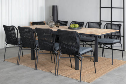 Julian & Mexico Spisebordsstole Sort + Spisebord 90x180/240