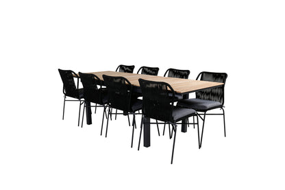 Julian & Mexico Spisebordsstole Sort + Spisebord 90x180/240