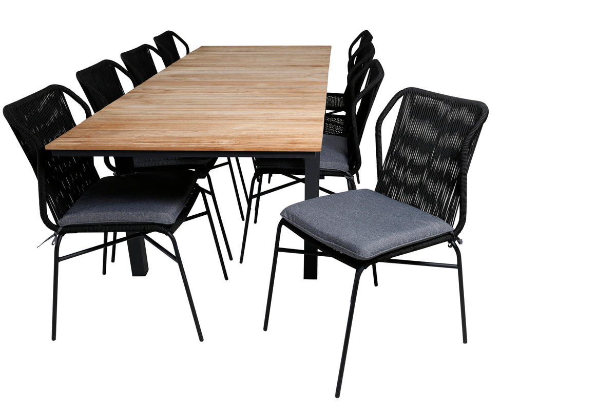 Julian & Mexico Spisebordsstole Sort + Spisebord 90x180/240