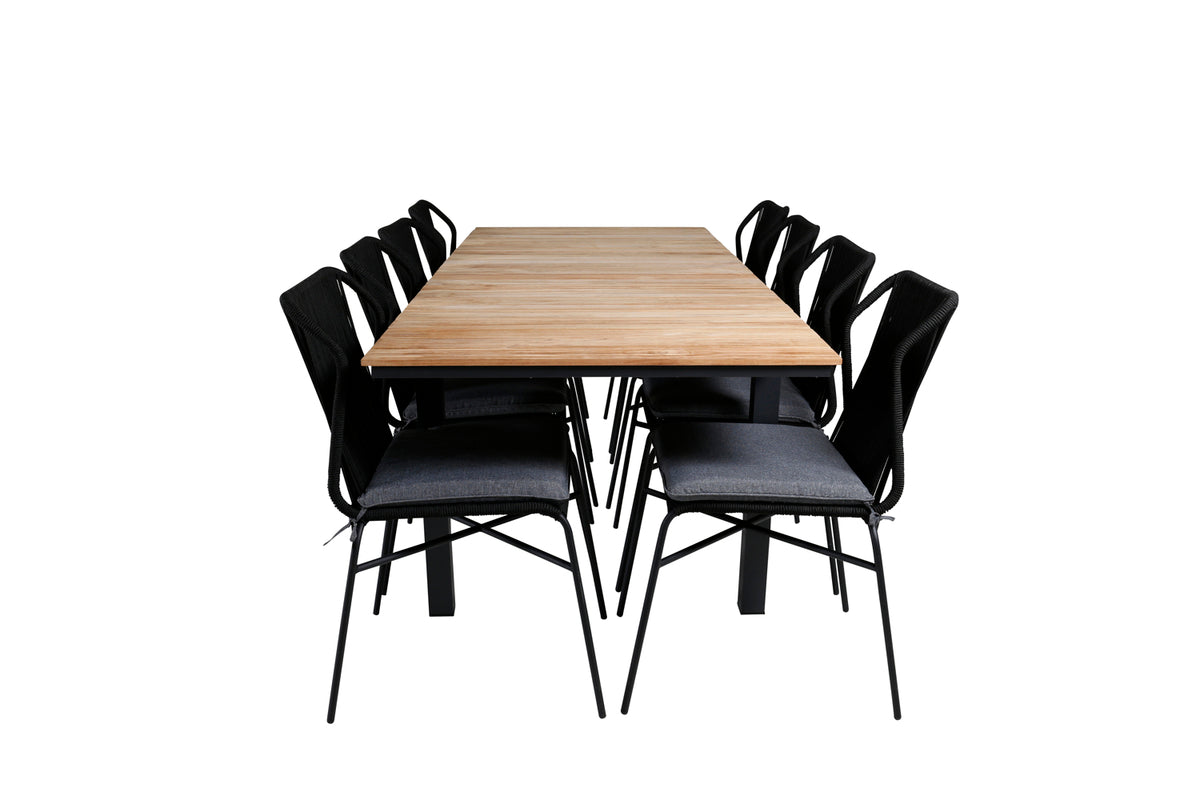 Julian & Mexico Spisebordsstole Sort + Spisebord 90x180/240