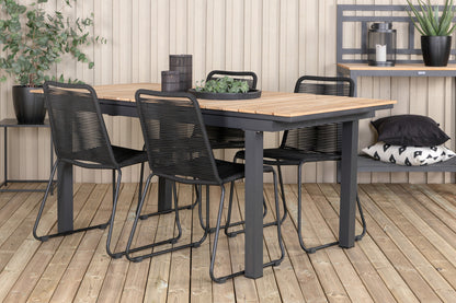 Mexico & Lindos Spisebord 90x180/240 + Spisebordsstole Sort