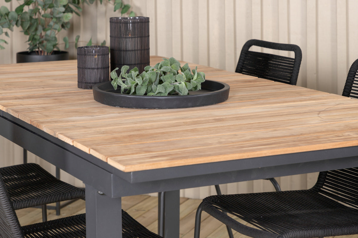 Mexico & Lindos Spisebord 90x180/240 + Spisebordsstole Sort