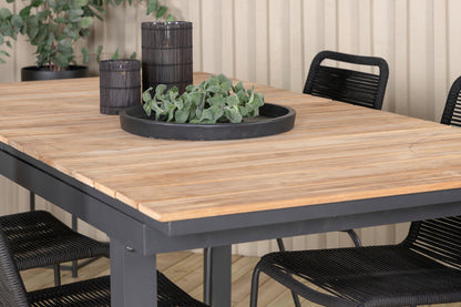 Mexico & Lindos Spisebord 90x180/240 + Spisebordsstole Sort