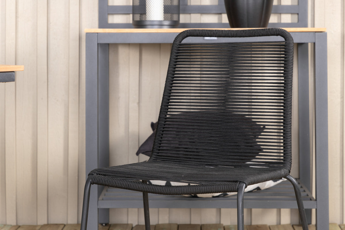 Mexico & Lindos Spisebord 90x180/240 + Spisebordsstole Sort