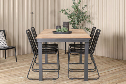 Mexico & Lindos Spisebord 90x180/240 + Spisebordsstole Sort