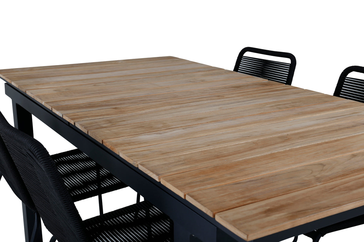 Mexico & Lindos Spisebord 90x180/240 + Spisebordsstole Sort