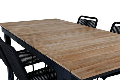 Mexico & Lindos Spisebord 90x180/240 + Spisebordsstole Sort