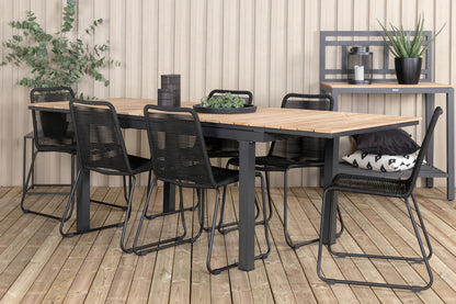 Mexico & Lindos Spisebord 90x180/240 + Spisebordsstole Sort