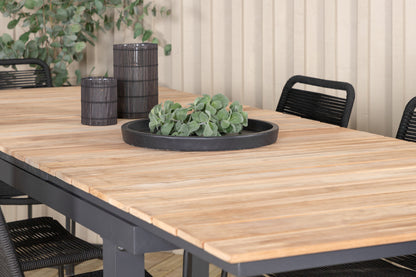 Mexico & Lindos Spisebord 90x180/240 + Spisebordsstole Sort