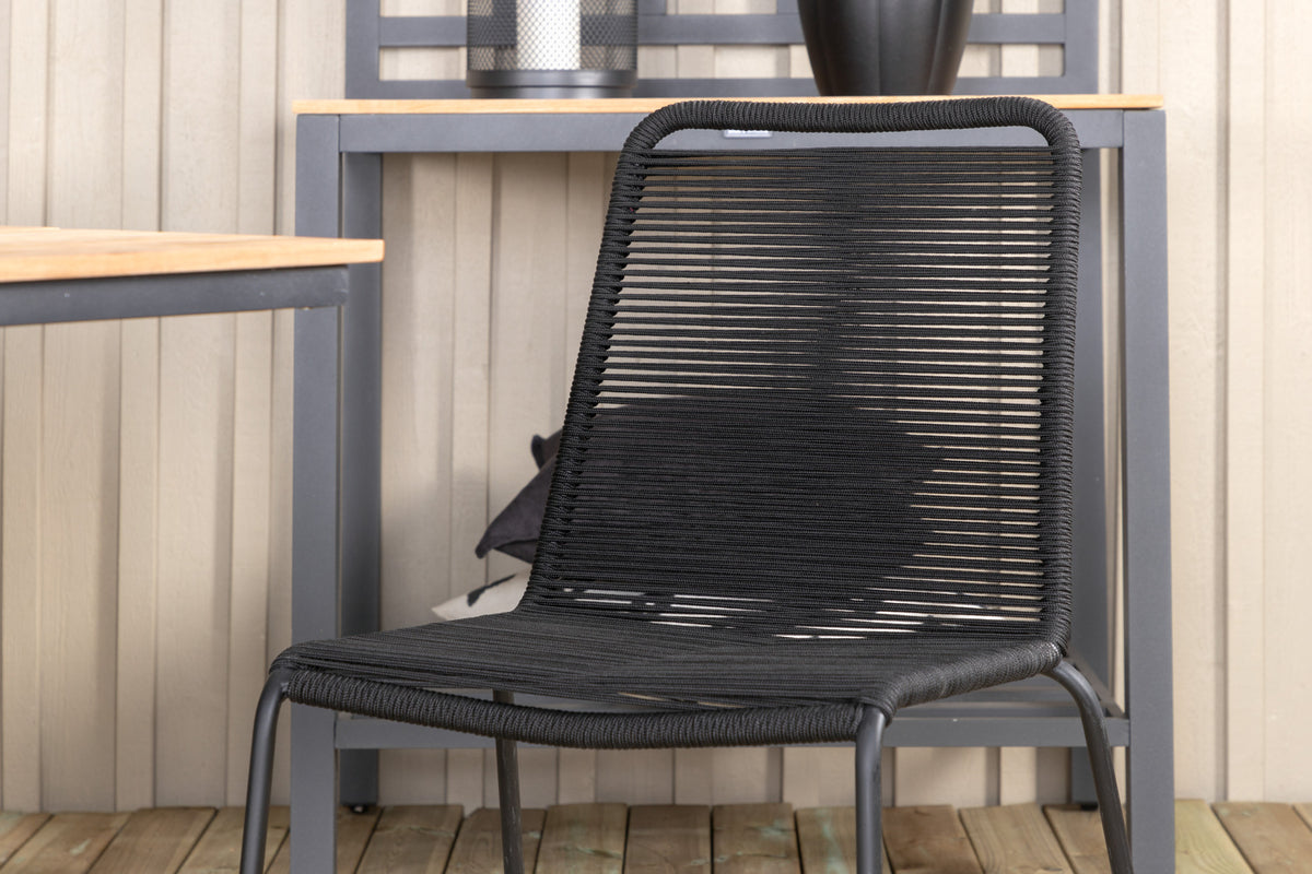 Mexico & Lindos Spisebord 90x180/240 + Spisebordsstole Sort