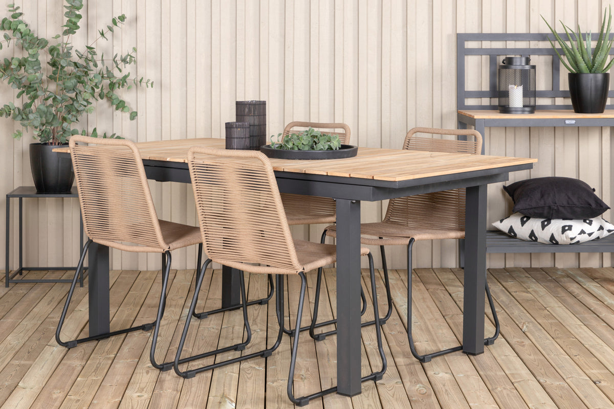 Mexico & Lindos Spisebord 90x180/240 + Spisebordsstole Brun