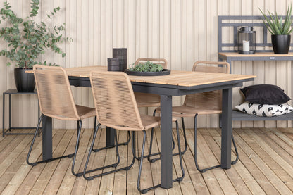 Mexico & Lindos Spisebord 90x180/240 + Spisebordsstole Brun