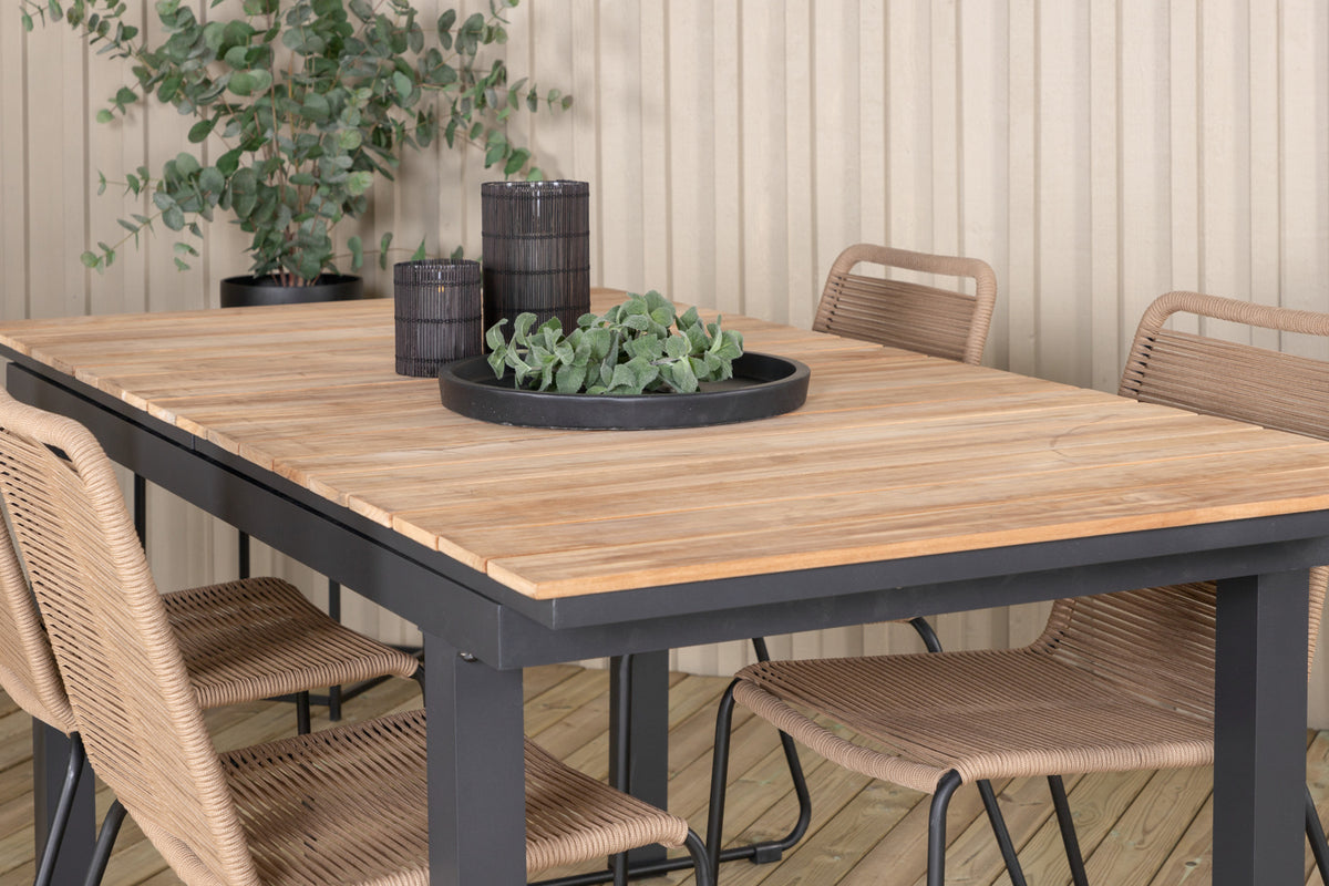 Mexico & Lindos Spisebord 90x180/240 + Spisebordsstole Brun