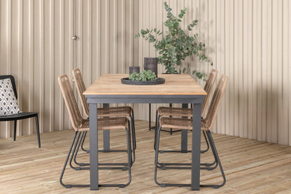 Mexico & Lindos Spisebord 90x180/240 + Spisebordsstole Brun