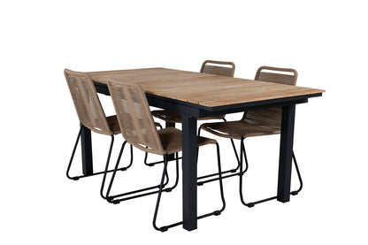 Mexico & Lindos Spisebord 90x180/240 + Spisebordsstole Brun