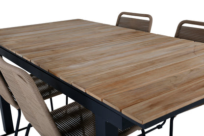 Mexico & Lindos Spisebord 90x180/240 + Spisebordsstole Brun