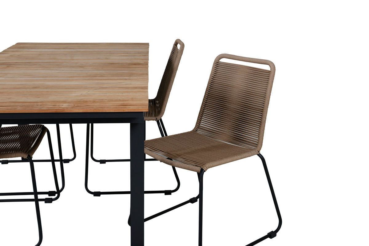 Mexico & Lindos Spisebord 90x180/240 + Spisebordsstole Brun